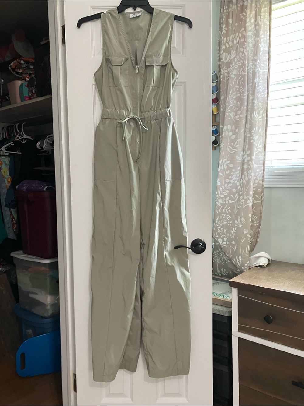 Sleeveless Utility Jumpsuit in Light Sage